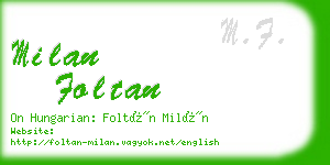 milan foltan business card